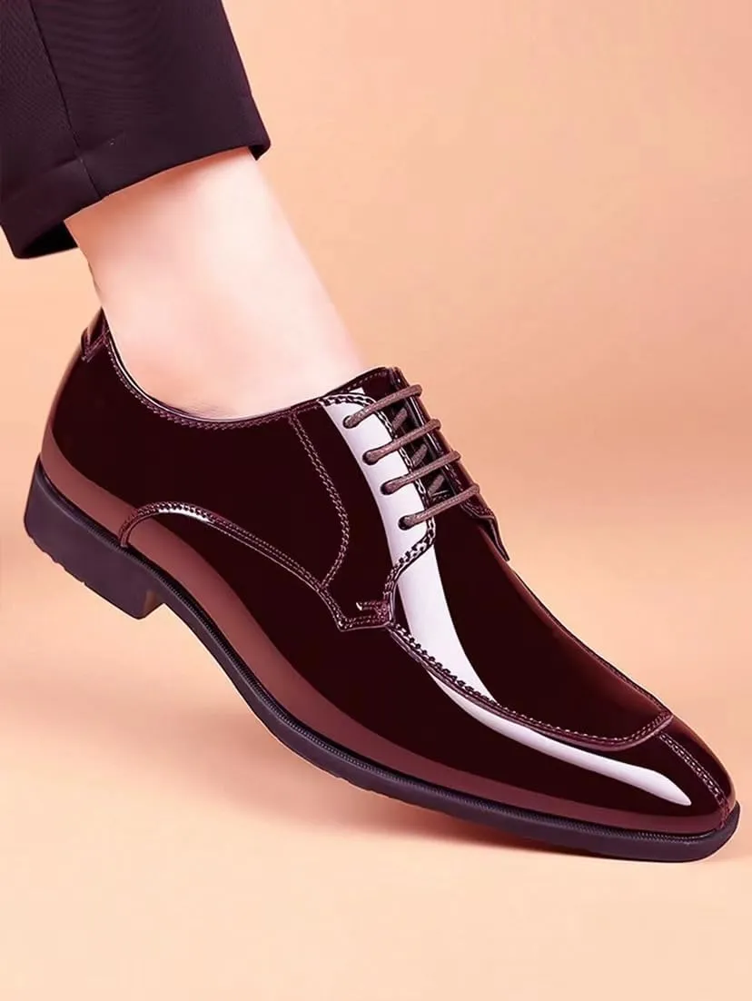 Men's Tuxedo Dress Shoes Pattern Leather Formal Oxfords Classic Lace Up Derby Shoes Wedding Business Slip On Shoe