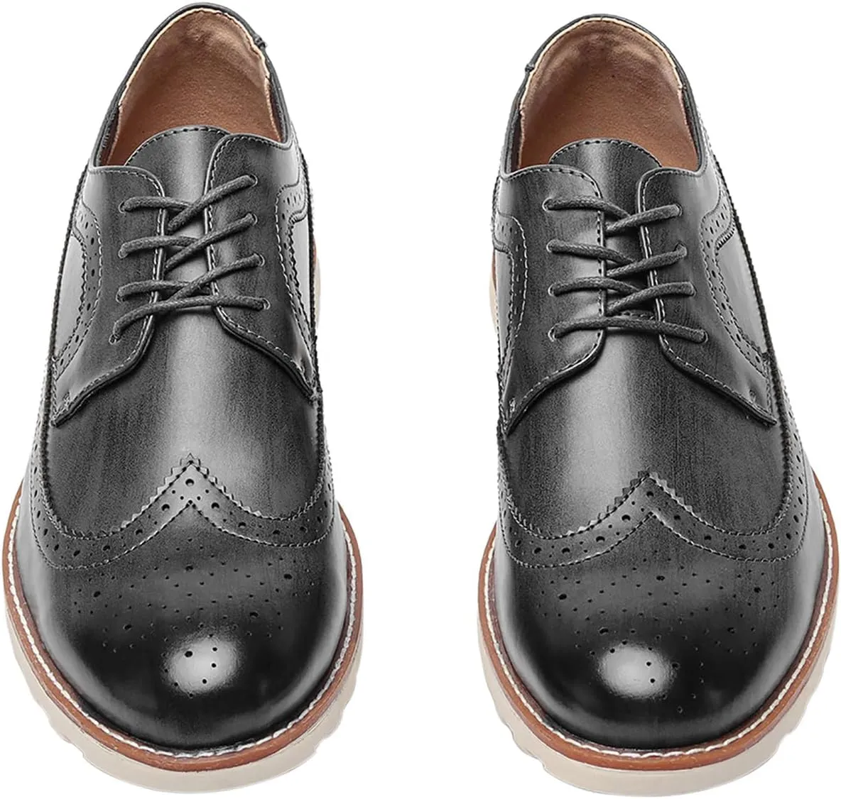 Men's Wingtip Oxfords Prom Dress Formal Leather Pointe Toe Derby Walking Fashion Wedding Casual Shoes for Men Boys