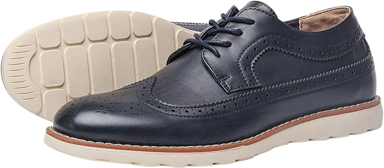Men's Wingtip Oxfords Prom Dress Formal Leather Pointe Toe Derby Walking Fashion Wedding Casual Shoes for Men Boys