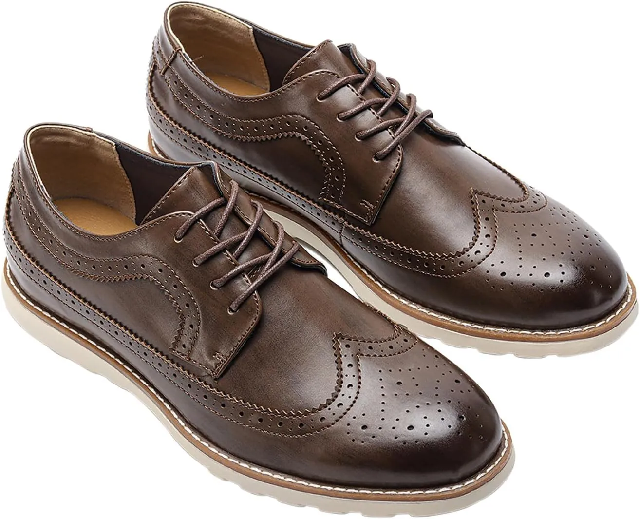 Men's Wingtip Oxfords Prom Dress Formal Leather Pointe Toe Derby Walking Fashion Wedding Casual Shoes for Men Boys