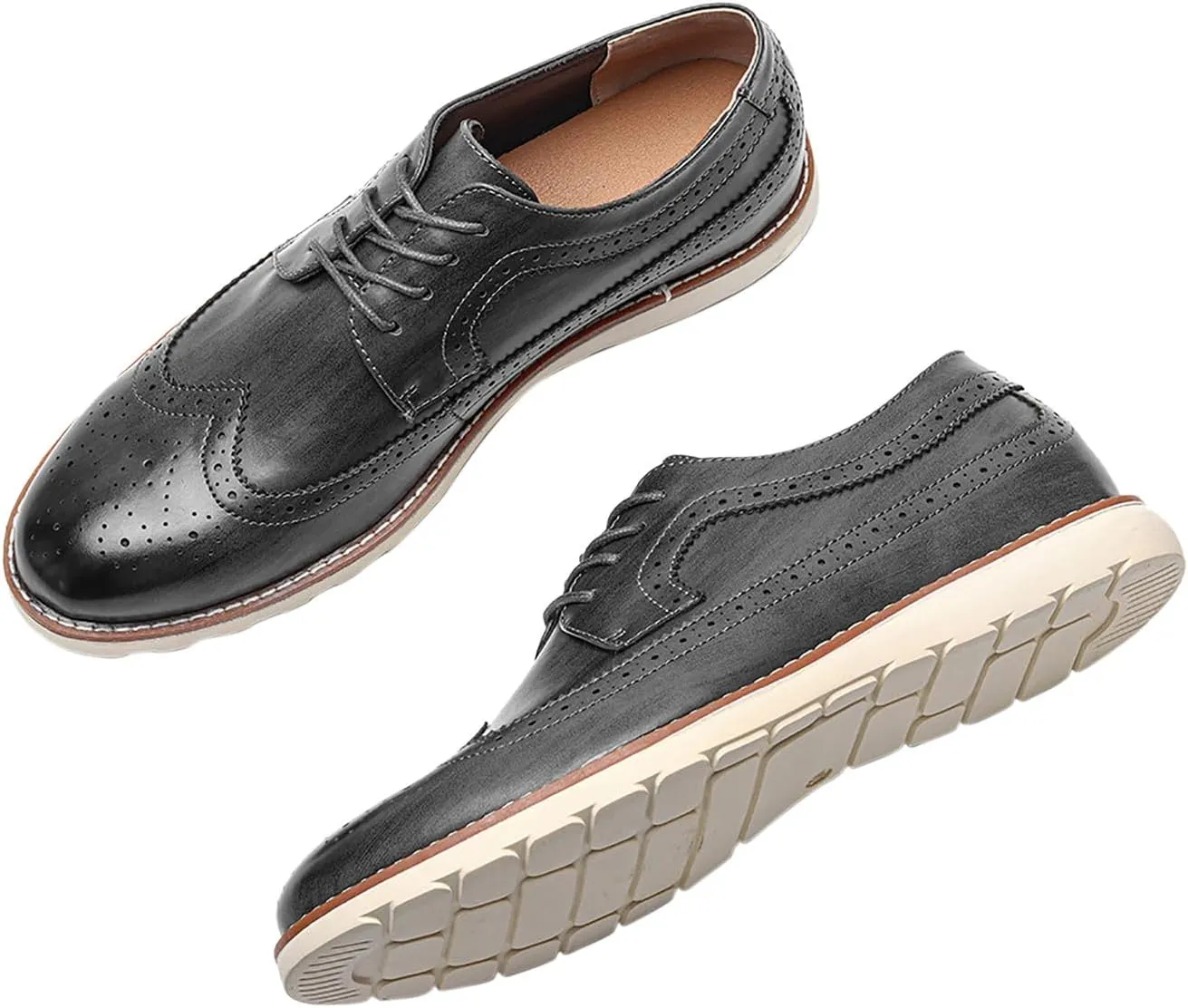 Men's Wingtip Oxfords Prom Dress Formal Leather Pointe Toe Derby Walking Fashion Wedding Casual Shoes for Men Boys