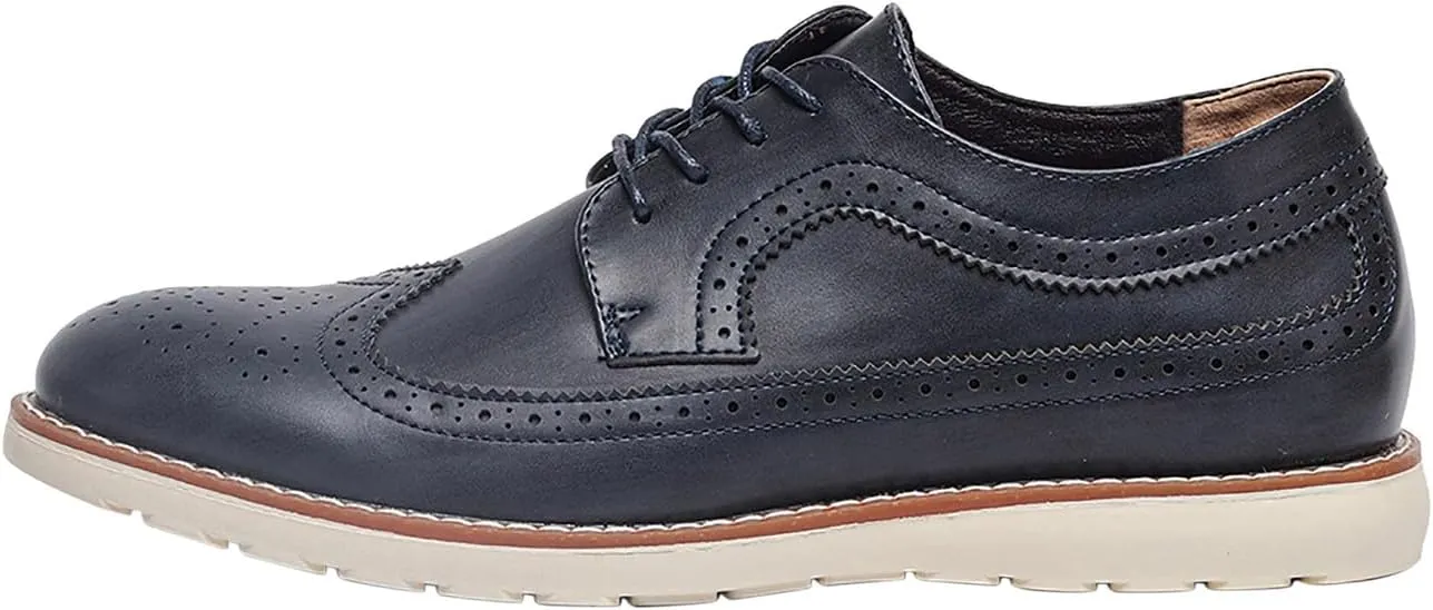Men's Wingtip Oxfords Prom Dress Formal Leather Pointe Toe Derby Walking Fashion Wedding Casual Shoes for Men Boys