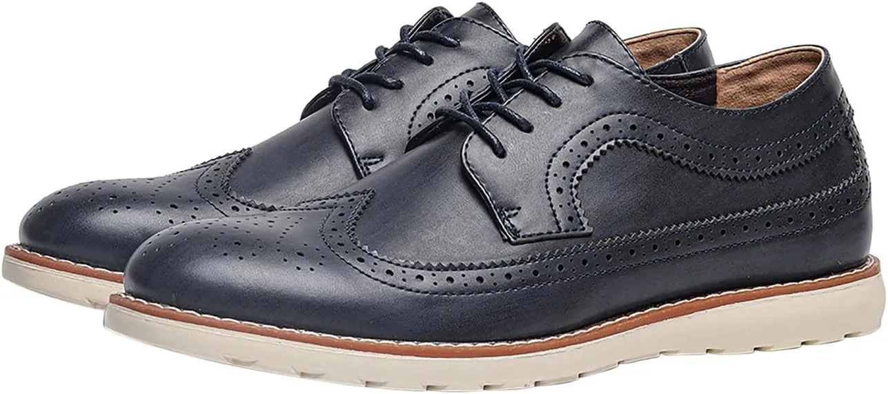 Men's Wingtip Oxfords Prom Dress Formal Leather Pointe Toe Derby Walking Fashion Wedding Casual Shoes for Men Boys