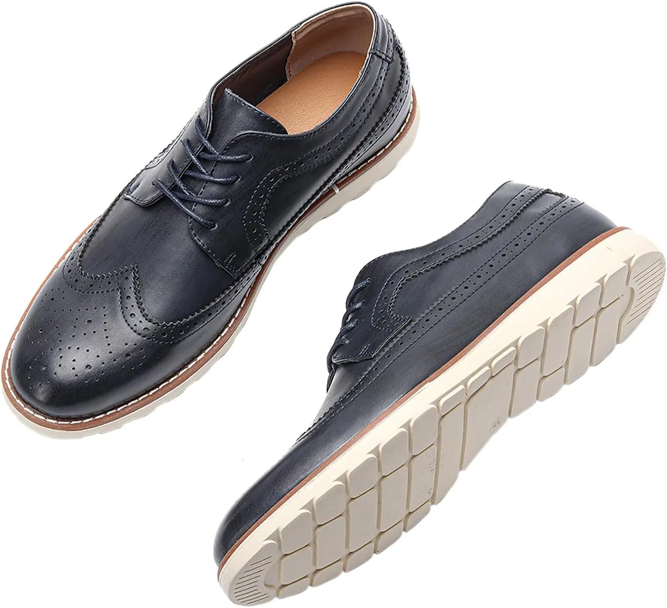 Men's Wingtip Oxfords Prom Dress Formal Leather Pointe Toe Derby Walking Fashion Wedding Casual Shoes for Men Boys