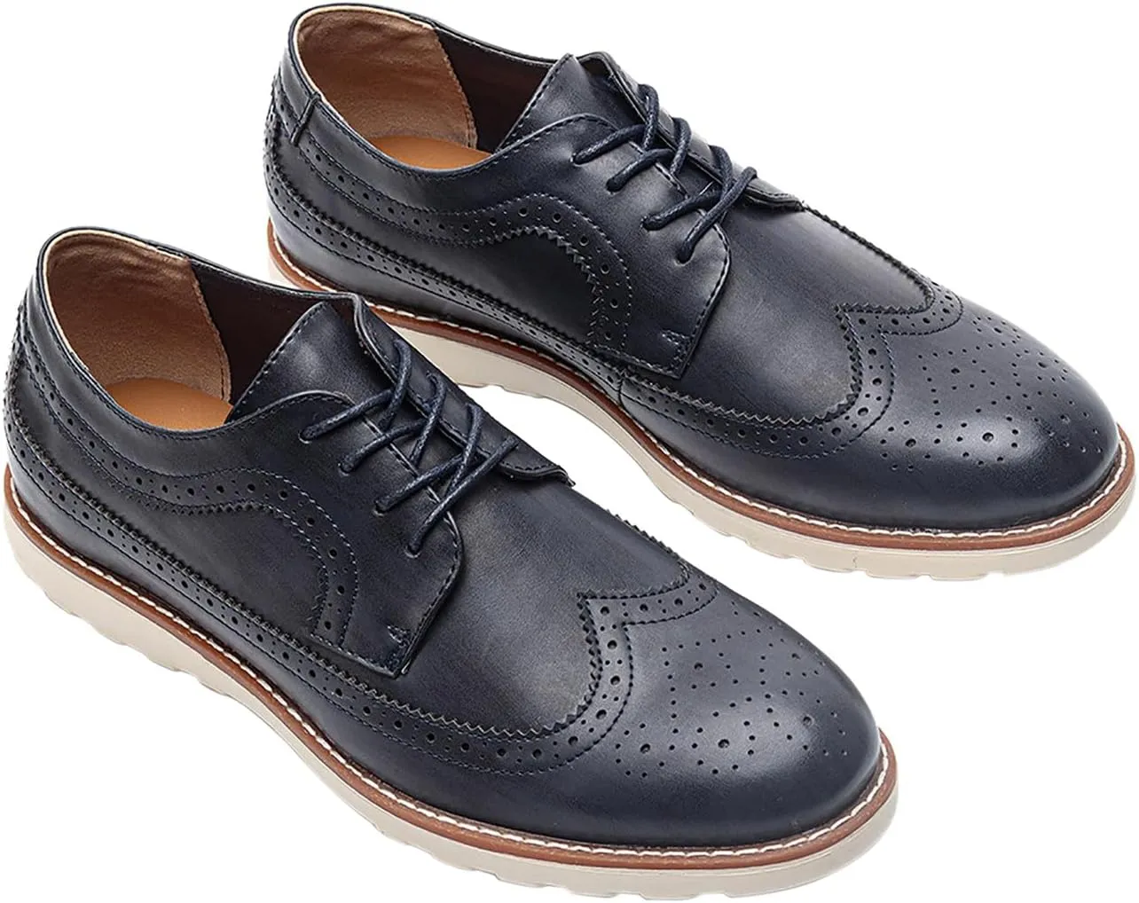 Men's Wingtip Oxfords Prom Dress Formal Leather Pointe Toe Derby Walking Fashion Wedding Casual Shoes for Men Boys