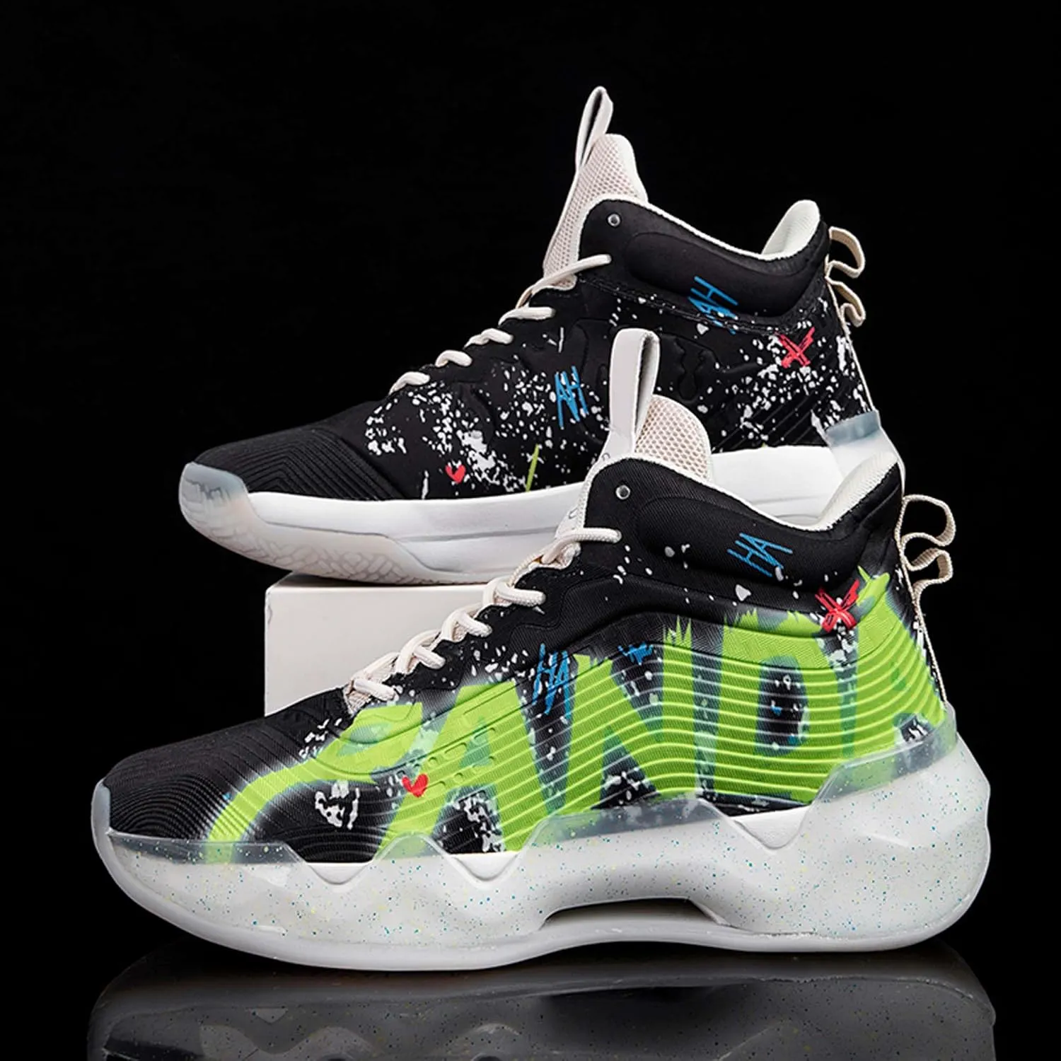 Men's Women's Classic Graffiti Casual Fashion Breathable Basketball Shoes Lightweight Wide Edition Walking Shoes Team Sports Shoes Street Basketball Shoes Jogging Shoes Durable Hiking Shoes