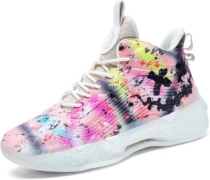 Men's Women's Classic Graffiti Casual Fashion Breathable Basketball Shoes Lightweight Wide Edition Walking Shoes Team Sports Shoes Street Basketball Shoes Jogging Shoes Durable Hiking Shoes