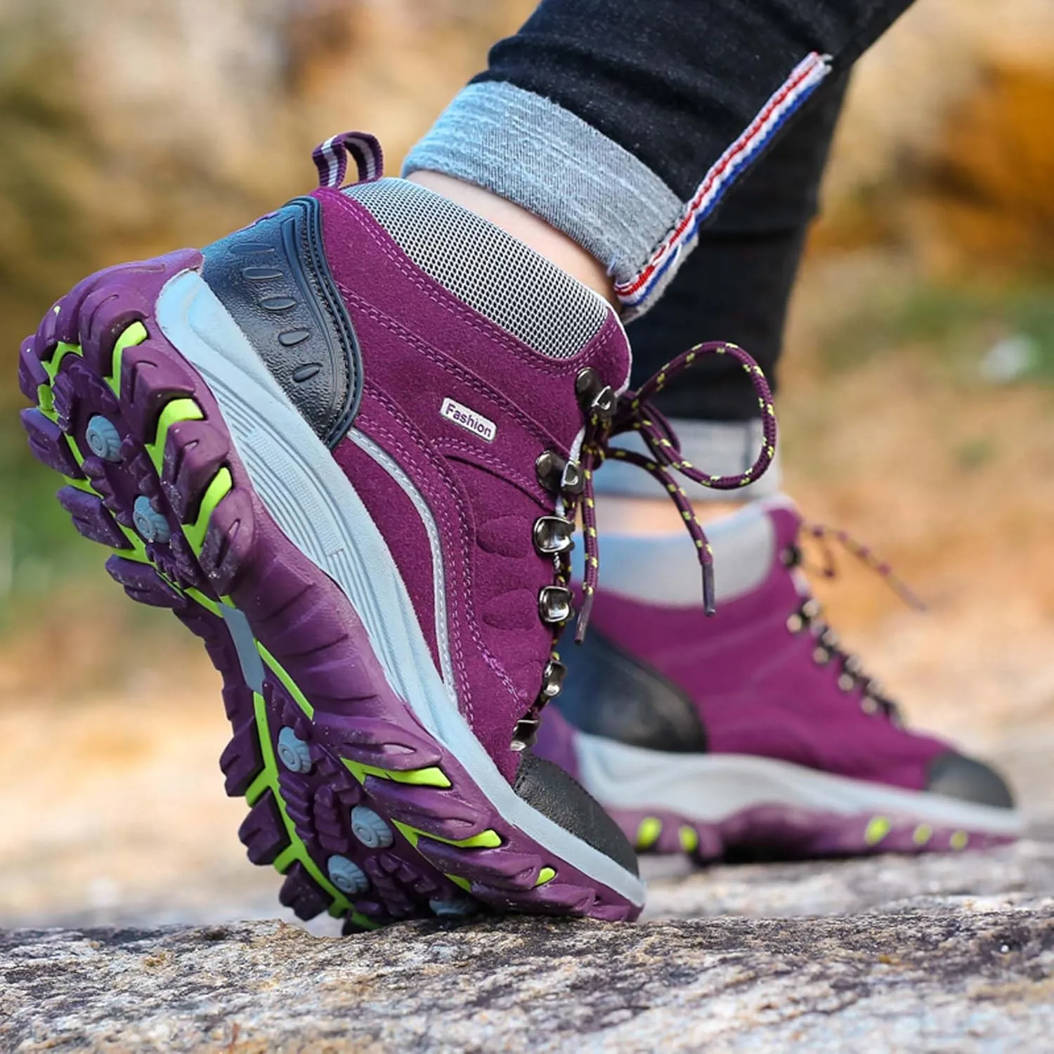 Men's Women's Non-slip Climbing Shoes Outdoor Hiking Travel Lace-up Boots Breathable Comfortable Walking Boots Rubber Outsole Non-slip Boots