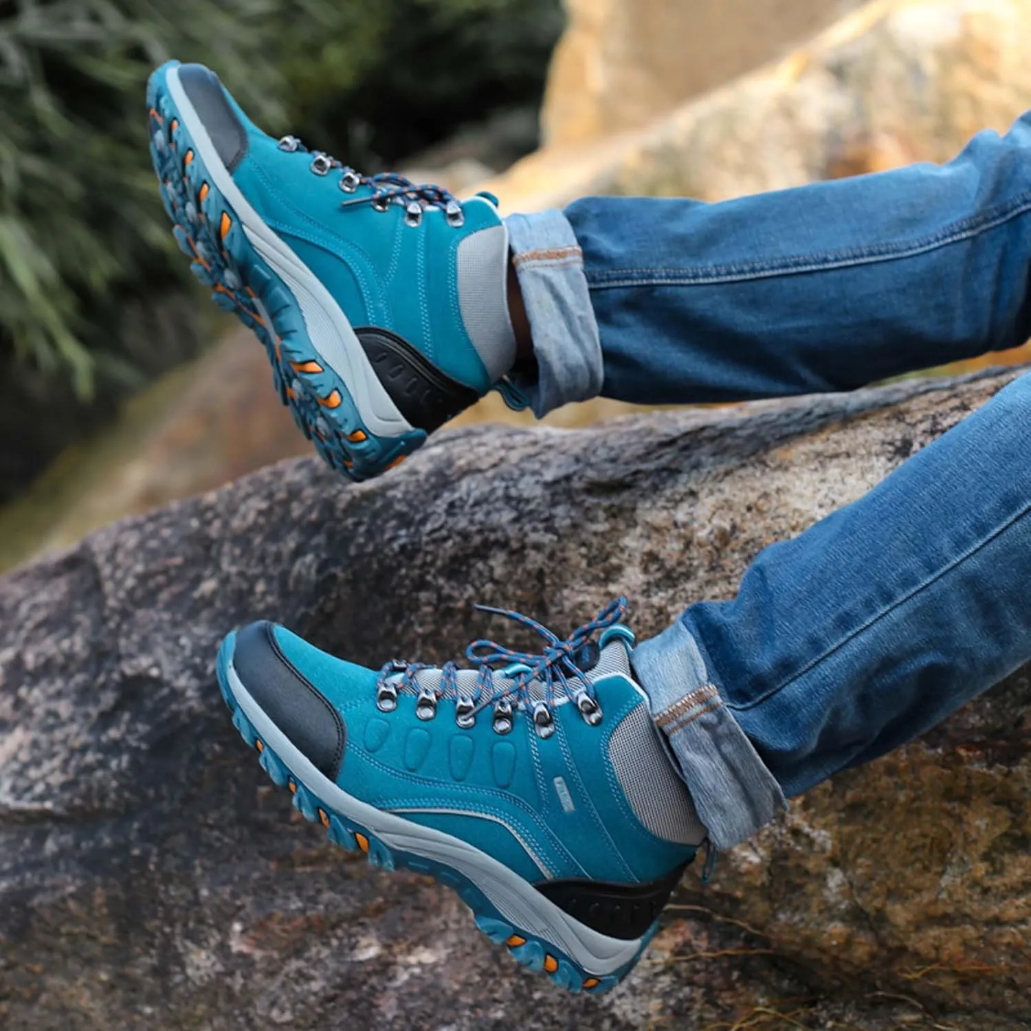 Men's Women's Non-slip Climbing Shoes Outdoor Hiking Travel Lace-up Boots Breathable Comfortable Walking Boots Rubber Outsole Non-slip Boots