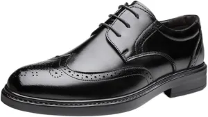 Modern Comfort Lace-Up Brogue Oxfords Men's Low Top Non Slip Breathable Walking Shoes Daily Casual Business Leather Shoes