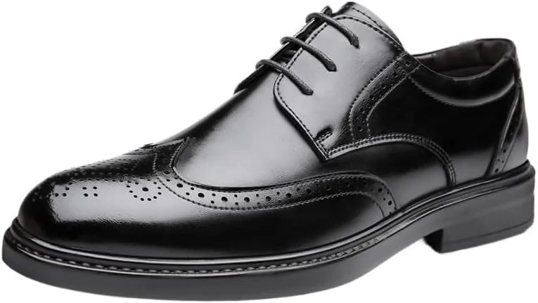 Modern Comfort Lace-Up Brogue Oxfords Men's Low Top Non Slip Breathable Walking Shoes Daily Casual Business Leather Shoes
