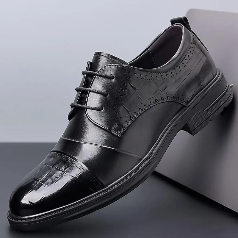 Modern Medallion Toe Oxford Dress Shoes Lightweight EVA Midsole Business Trips Wedding Ceremonies Slip-Resistant Sole