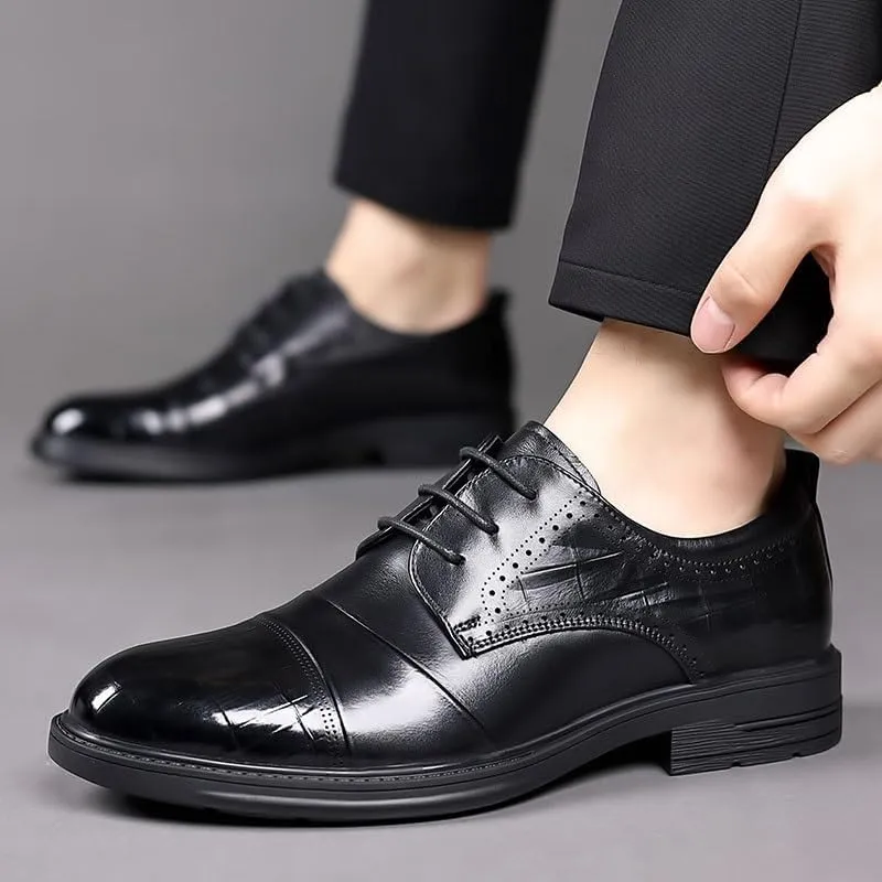 Modern Medallion Toe Oxford Dress Shoes Lightweight EVA Midsole Business Trips Wedding Ceremonies Slip-Resistant Sole