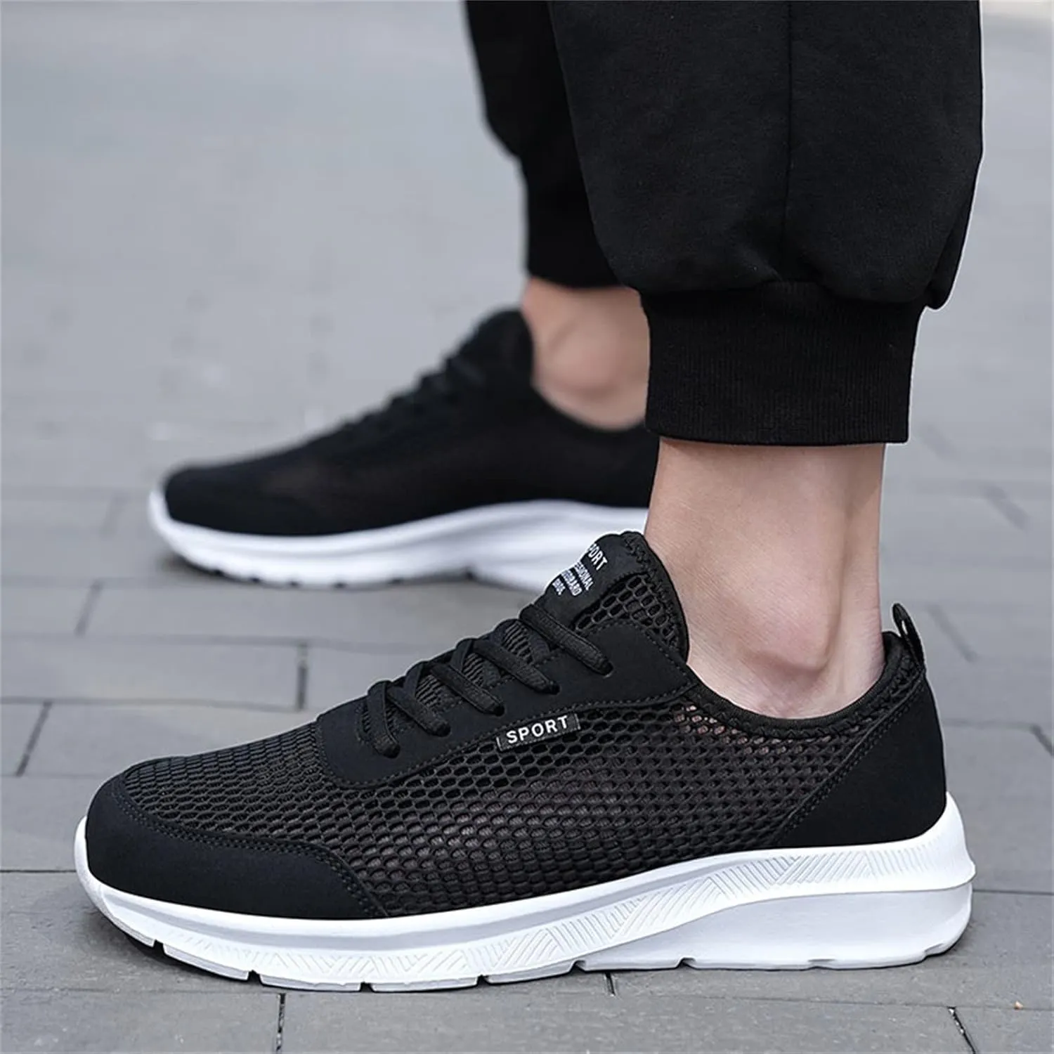 Non Slip Shoes for Men Lightweight Breathable Sneakers Comfortable Work Shoes Walking Shoes for Athletic Tennis Gym