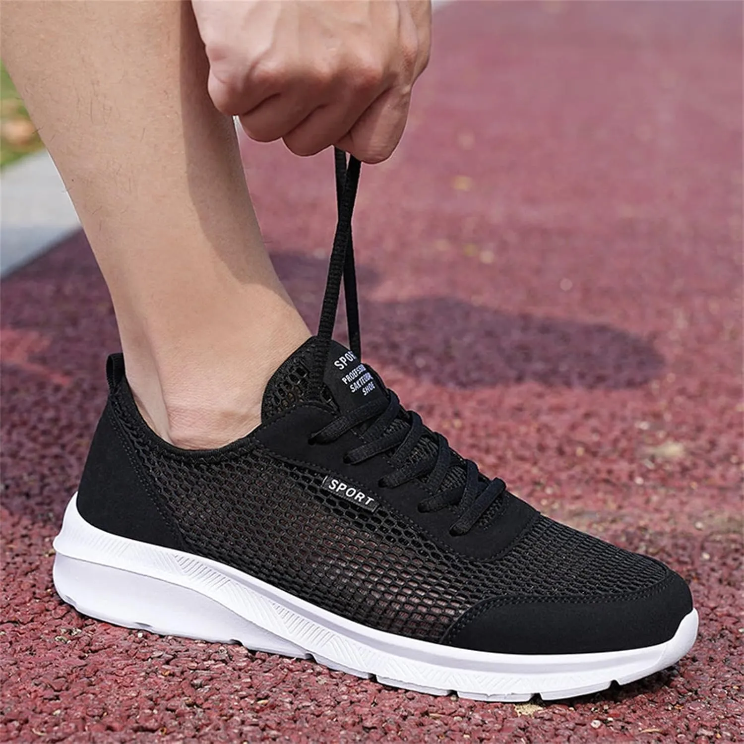 Non Slip Shoes for Men Lightweight Breathable Sneakers Comfortable Work Shoes Walking Shoes for Athletic Tennis Gym