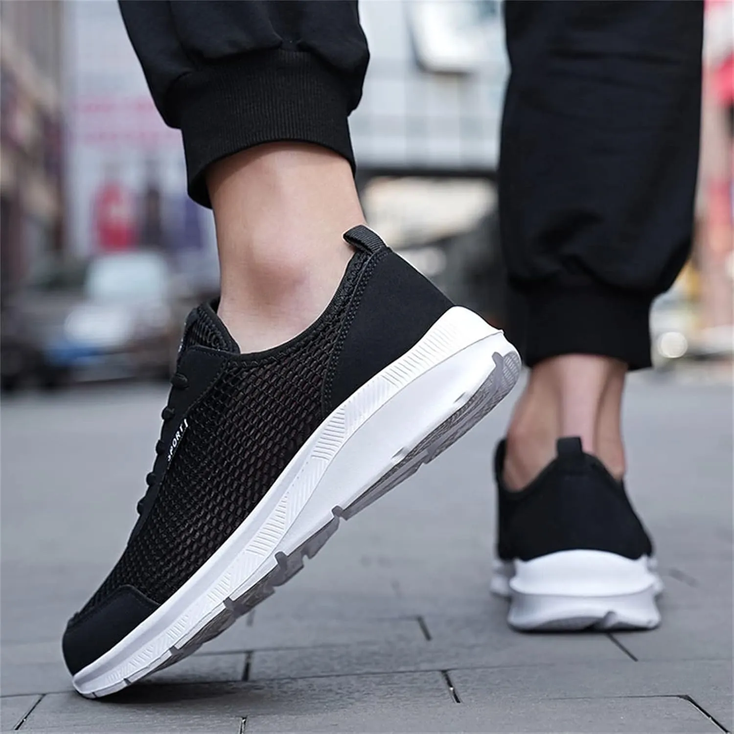 Non Slip Shoes for Men Lightweight Breathable Sneakers Comfortable Work Shoes Walking Shoes for Athletic Tennis Gym