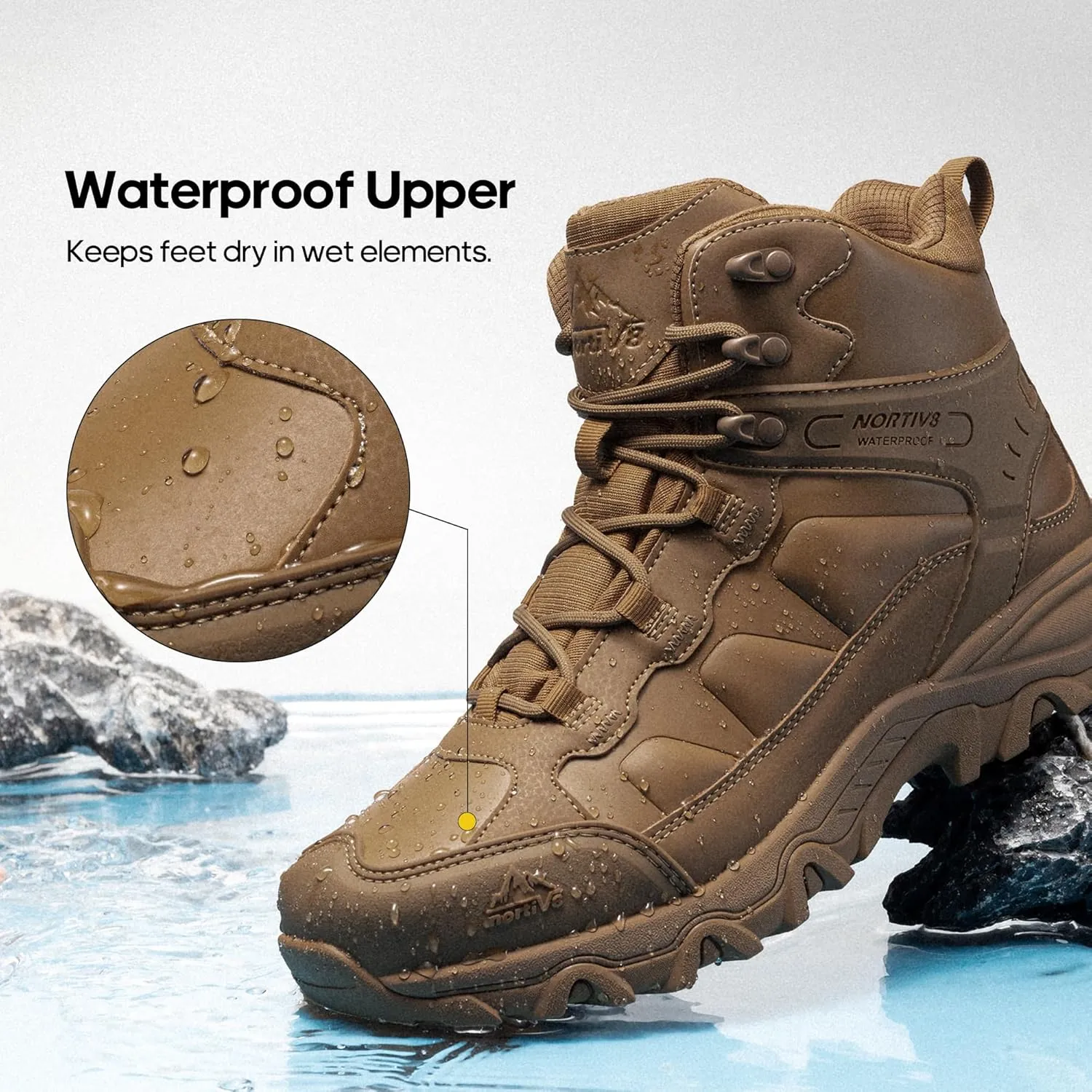 NORTIV 8 Men's Waterproof Hiking Boots Outdoor Mid Trekking Lightweight Mountaineering Shoes Paladin