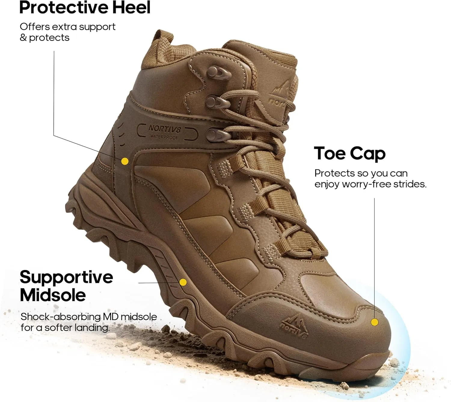 NORTIV 8 Men's Waterproof Hiking Boots Outdoor Mid Trekking Lightweight Mountaineering Shoes Paladin