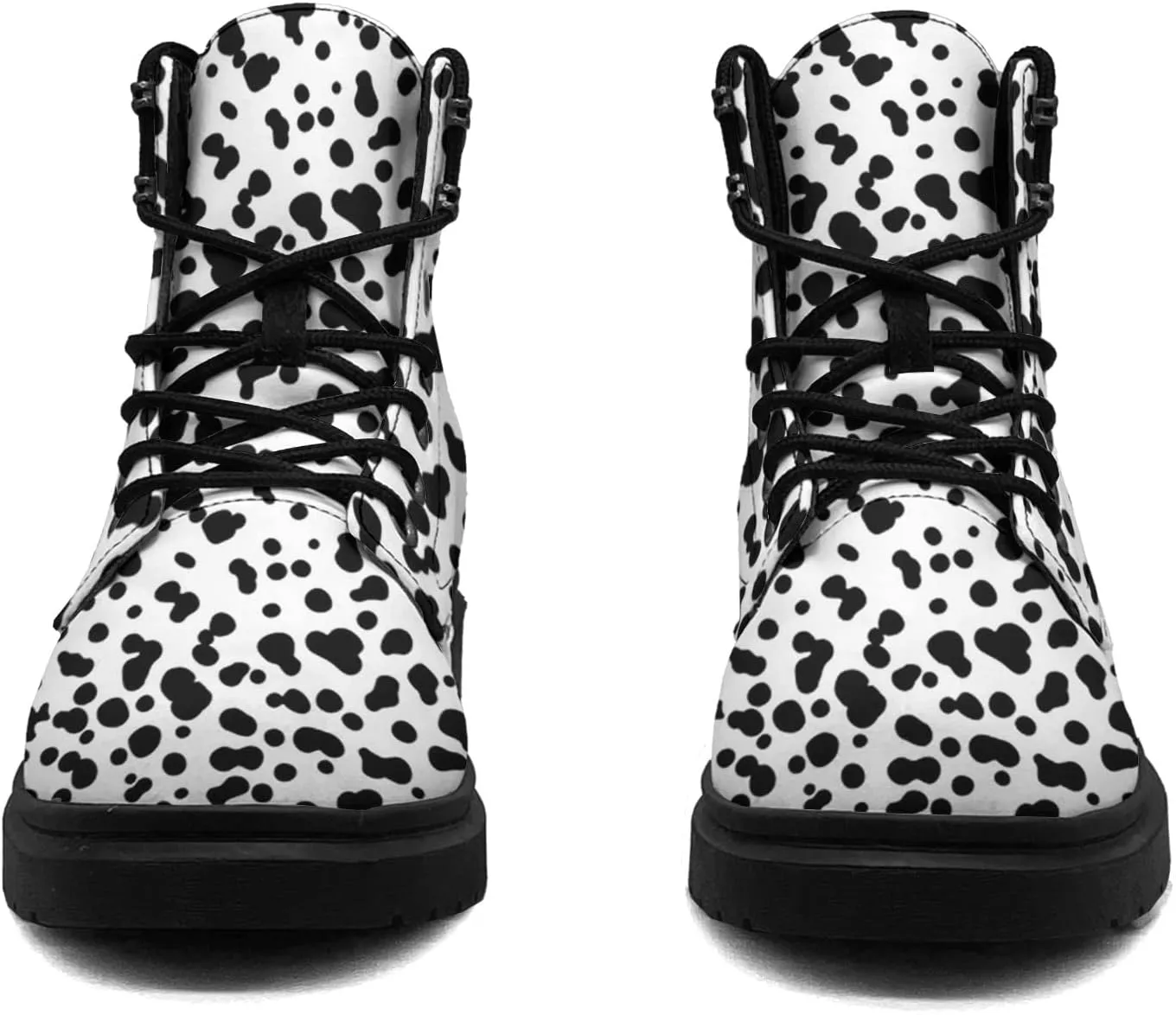 Pitovozu Colorful Dog Footprints Boots Womens Snow Boots Ankle Anti-Slip Combat Boots Lace Up Winter Waterproof Leather Boots Shoes Gifts for Women
