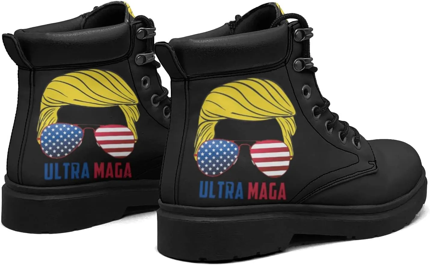 Pitovozu Trump 2024 Boots Womens Snow Boots Ankle Anti-Slip Combat Boots Lace Up Winter Waterproof Leather Boots Shoes Gifts for Women