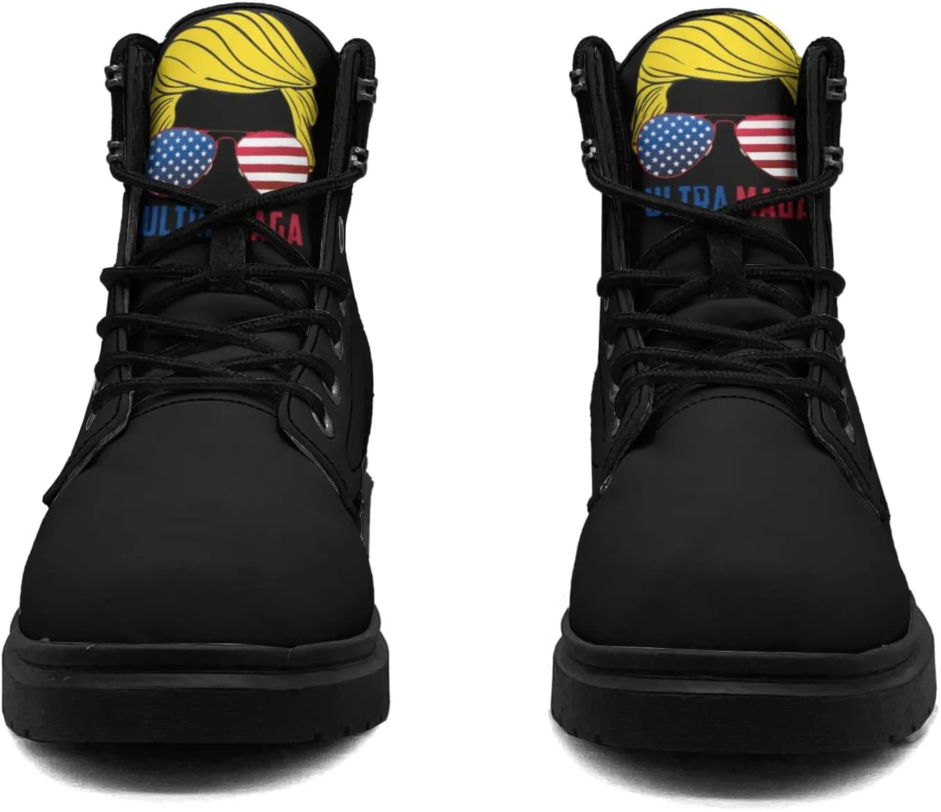 Pitovozu Trump 2024 Boots Womens Snow Boots Ankle Anti-Slip Combat Boots Lace Up Winter Waterproof Leather Boots Shoes Gifts for Women