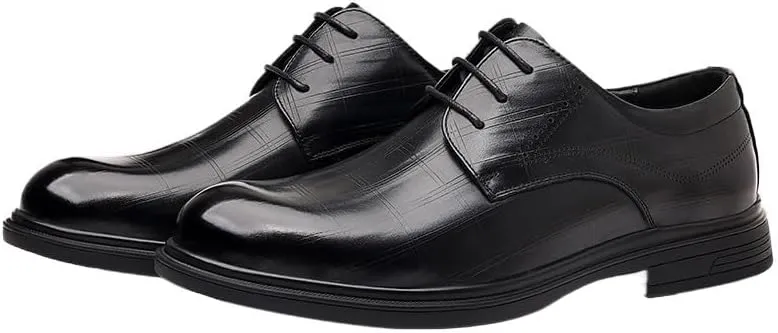 Premium Men's Cap Toe Derby Shoes Polished Business Attire Conference Meetings Wedding Party Non-Marking Rubber Sole