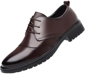 Refined Men’s Lace-Up Oxford Dress Shoes for Ceremonial Occasions, Breathable Leather Formal Footwear with Flexible Traction Sole