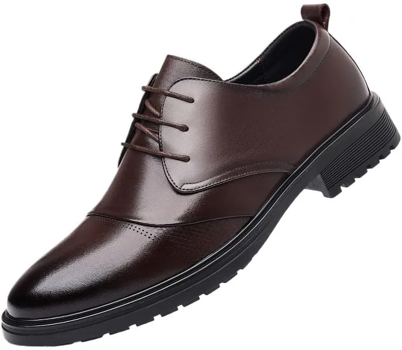 Refined Men’s Lace-Up Oxford Dress Shoes for Ceremonial Occasions, Breathable Leather Formal Footwear with Flexible Traction Sole