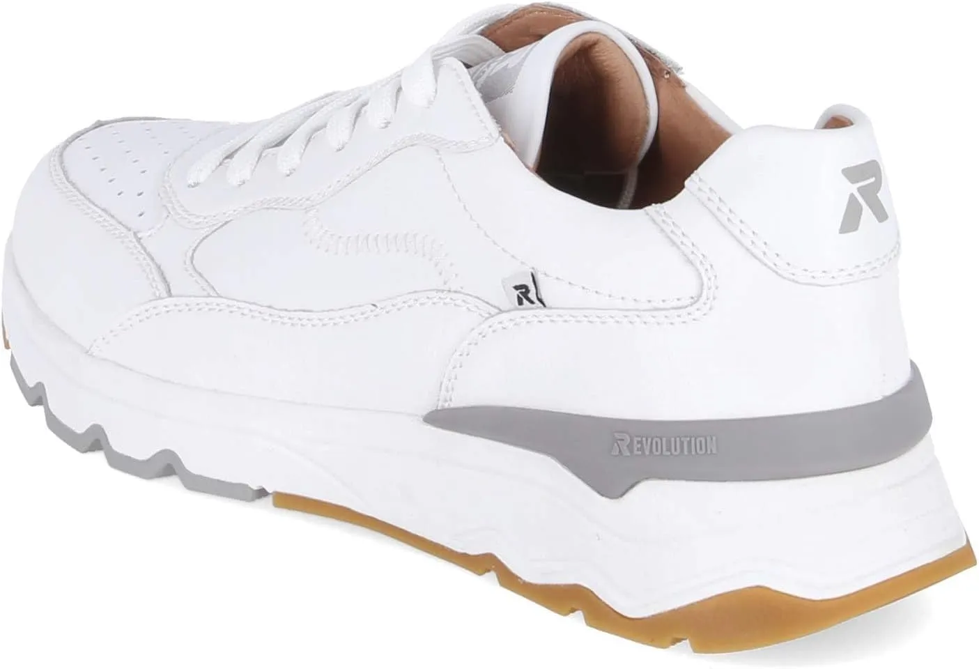 Rieker Men's Smooth Leather Low Top Trainers White
