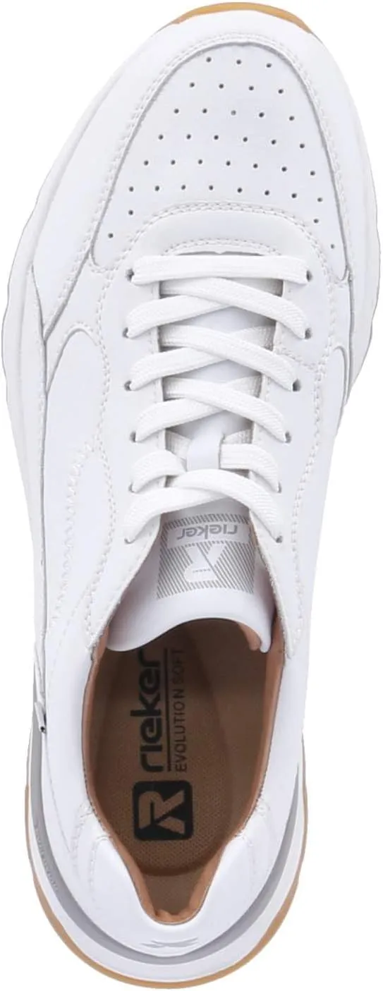 Rieker Men's Smooth Leather Low Top Trainers White