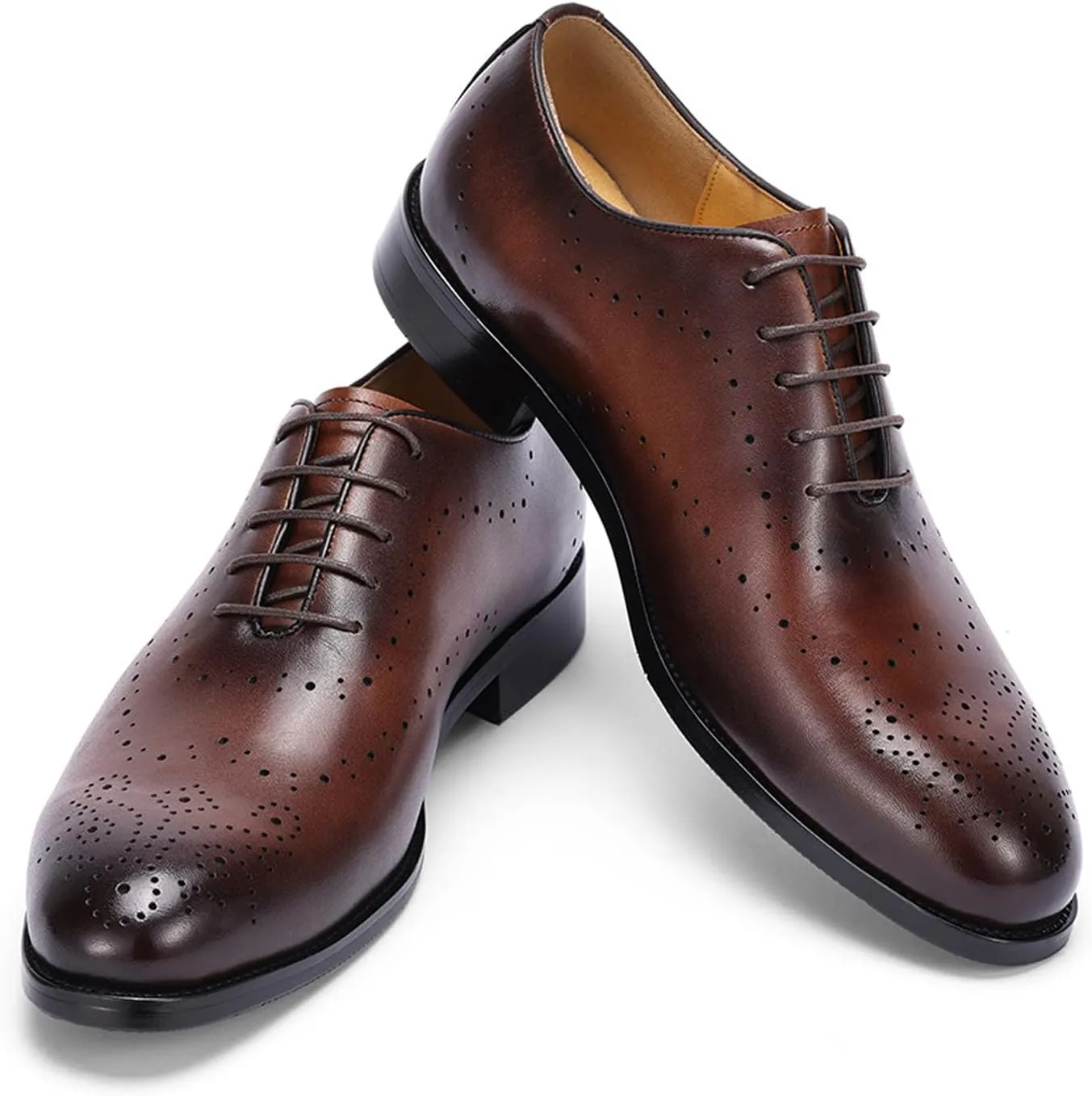 Santimon Men’s Formal Dress Oxfords Shoes - Genuine Leather Derby Shoes for Weddings, Business, Prom & Tuxedo -Fashion & Comfortable Wingtips Brogues Oxfords for Men