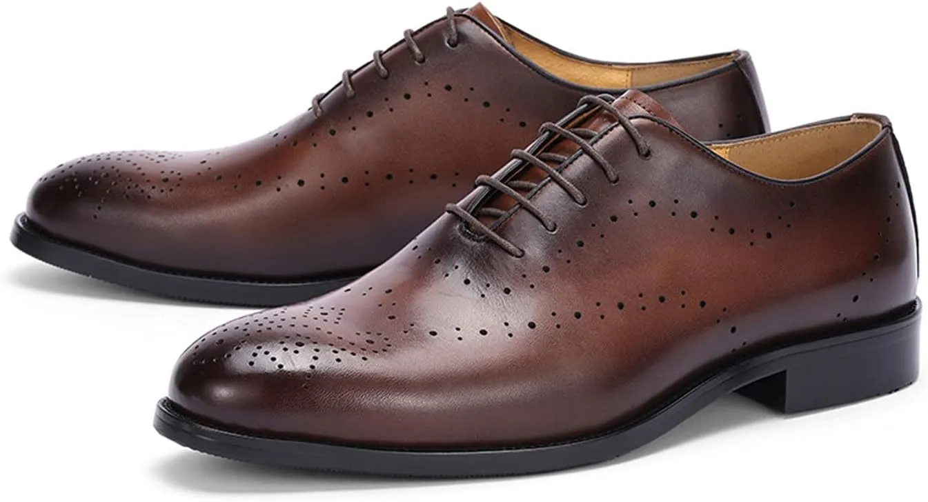 Santimon Men’s Formal Dress Oxfords Shoes - Genuine Leather Derby Shoes for Weddings, Business, Prom & Tuxedo -Fashion & Comfortable Wingtips Brogues Oxfords for Men