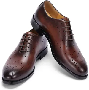 Santimon Men’s Formal Dress Oxfords Shoes - Genuine Leather Derby Shoes for Weddings, Business, Prom & Tuxedo -Fashion & Comfortable Wingtips Brogues Oxfords for Men
