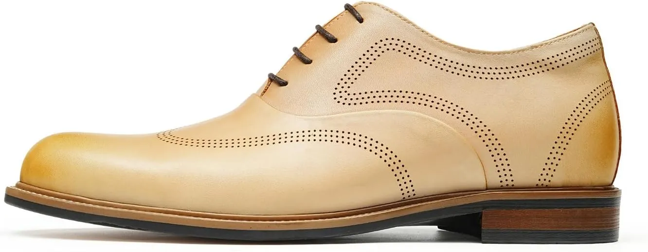 Santimon Men’s Genuine Leather Oxford Shoes - Lightweight Formal Dress Derby Shoes for Weddings, Business, Prom & Tuxedo - Modern Fashion & Comfortable Design