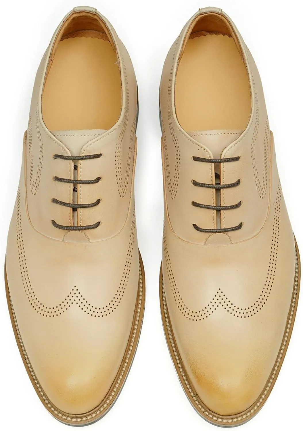 Santimon Men’s Genuine Leather Oxford Shoes - Lightweight Formal Dress Derby Shoes for Weddings, Business, Prom & Tuxedo - Modern Fashion & Comfortable Design