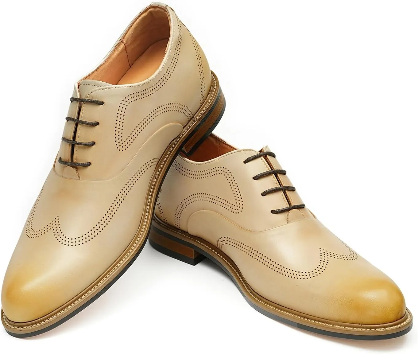 Santimon Men’s Genuine Leather Oxford Shoes - Lightweight Formal Dress Derby Shoes for Weddings, Business, Prom & Tuxedo - Modern Fashion & Comfortable Design