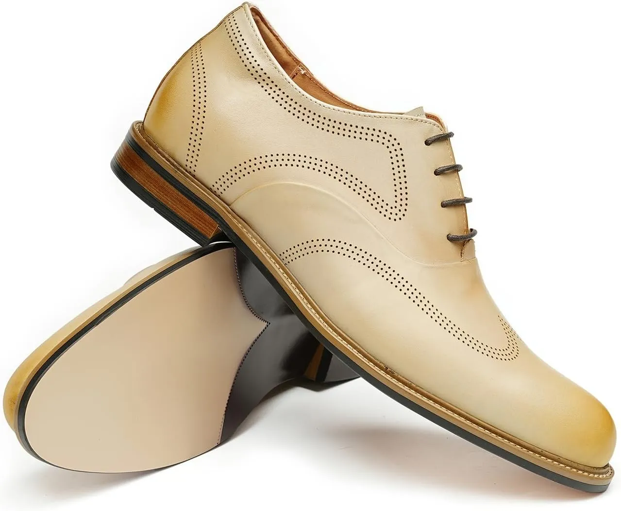 Santimon Men’s Genuine Leather Oxford Shoes - Lightweight Formal Dress Derby Shoes for Weddings, Business, Prom & Tuxedo - Modern Fashion & Comfortable Design