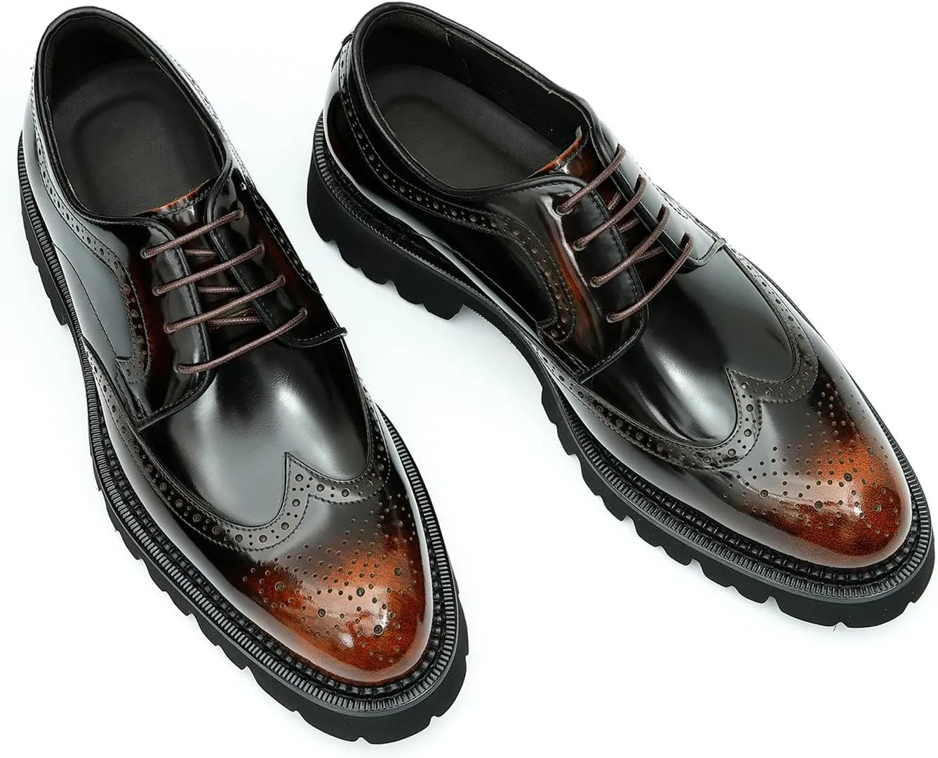 Santimon Men's Oxfords Formal Dress Derby Fashion Prom Wingtip Brogue Patent Leather Shoes Wedding Tuxedo Business Causal Shoes for Men