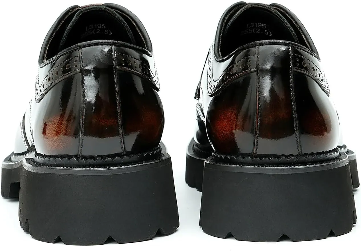 Santimon Men's Oxfords Formal Dress Derby Fashion Prom Wingtip Brogue Patent Leather Shoes Wedding Tuxedo Business Causal Shoes for Men