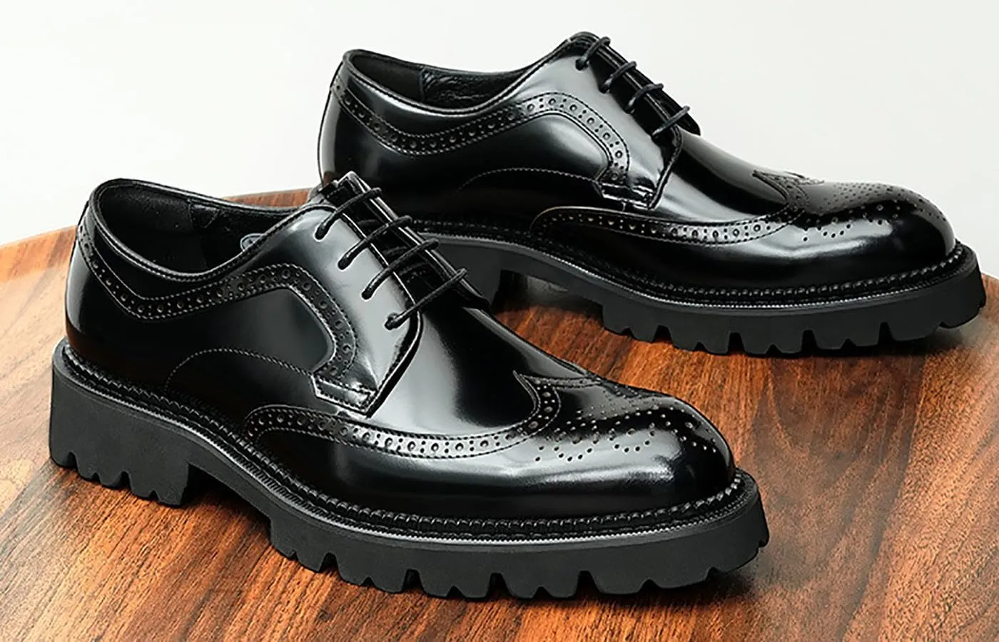 Santimon Men's Oxfords Formal Dress Derby Fashion Prom Wingtip Brogue Patent Leather Shoes Wedding Tuxedo Business Causal Shoes for Men