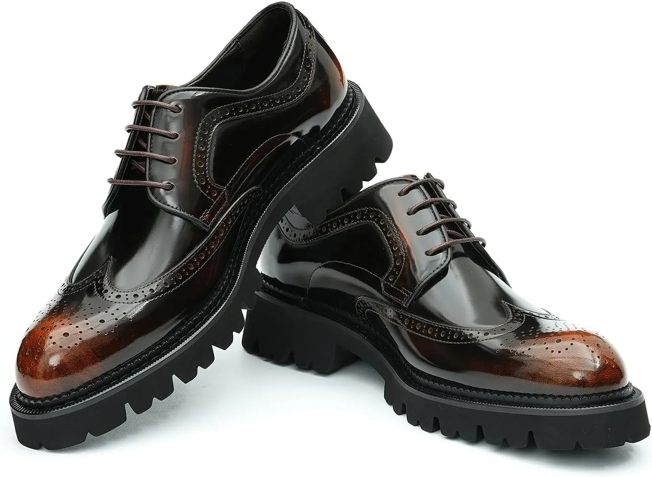 Santimon Men's Oxfords Formal Dress Derby Fashion Prom Wingtip Brogue Patent Leather Shoes Wedding Tuxedo Business Causal Shoes for Men