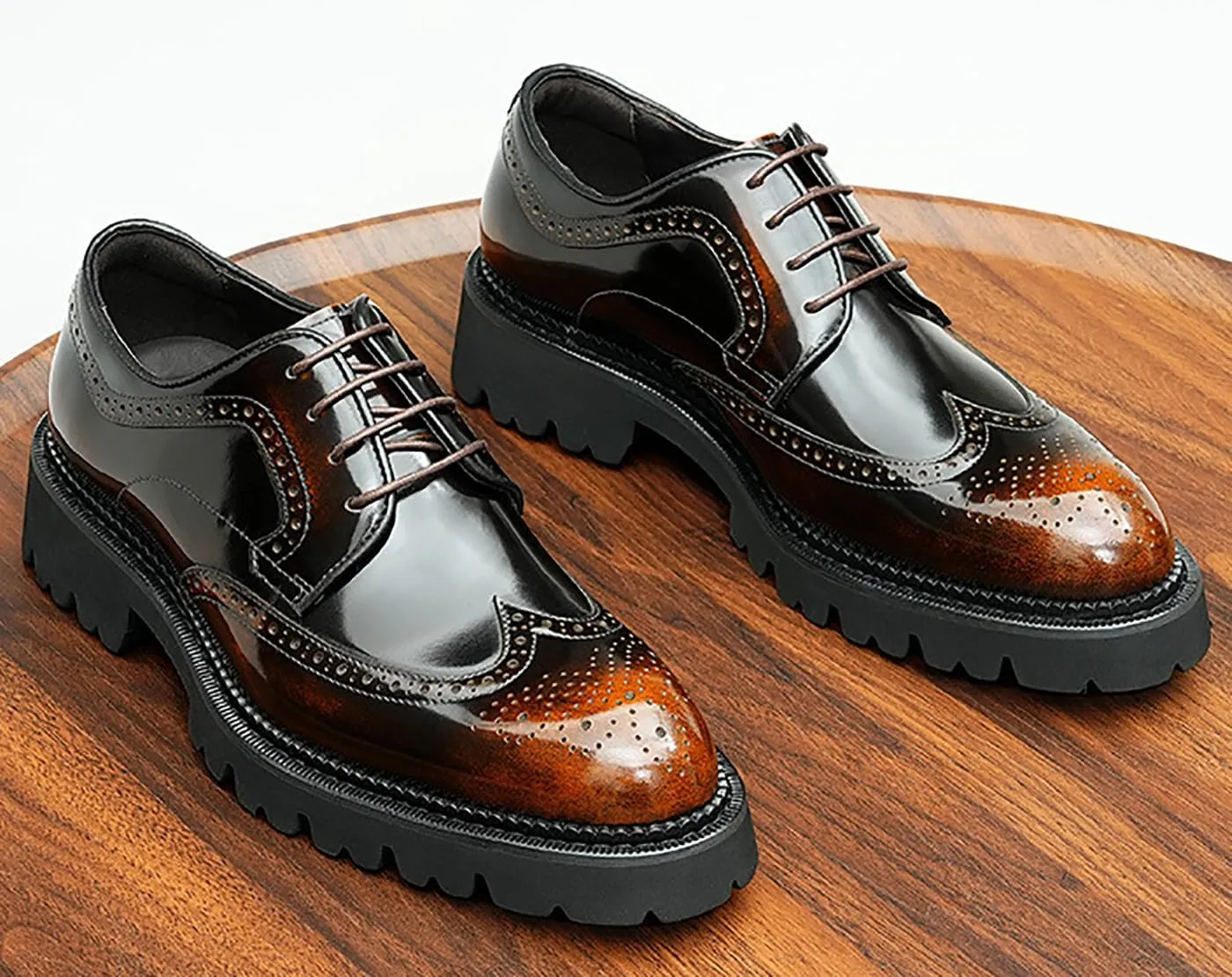 Santimon Men's Oxfords Formal Dress Derby Fashion Prom Wingtip Brogue Patent Leather Shoes Wedding Tuxedo Business Causal Shoes for Men