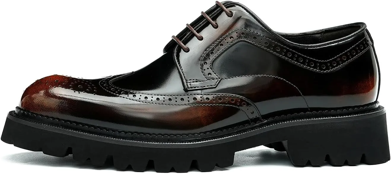 Santimon Men's Oxfords Formal Dress Derby Fashion Prom Wingtip Brogue Patent Leather Shoes Wedding Tuxedo Business Causal Shoes for Men