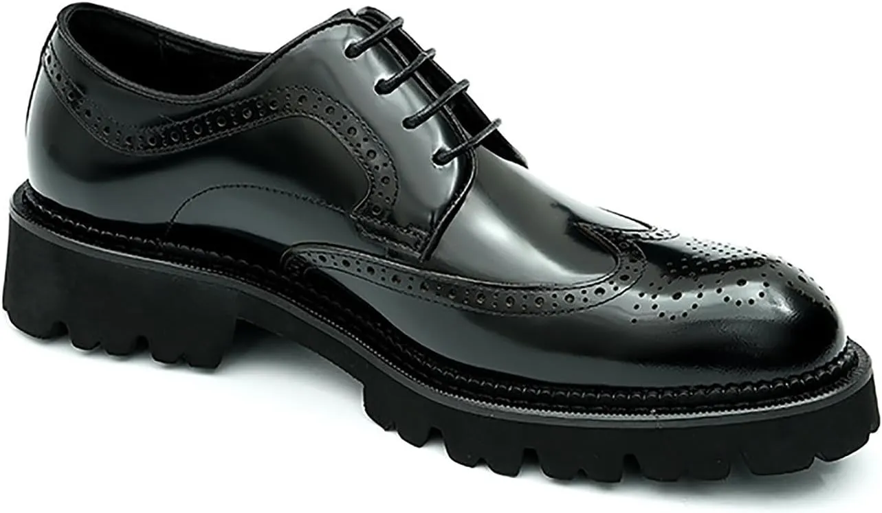 Santimon Men's Oxfords Formal Dress Derby Fashion Prom Wingtip Brogue Patent Leather Shoes Wedding Tuxedo Business Causal Shoes for Men