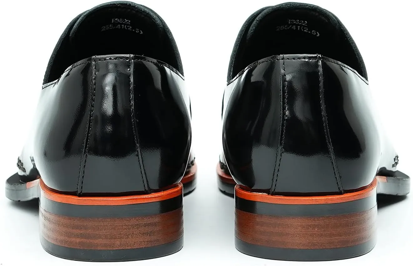 Santimon Men's Oxfords Formal Dress Leather Derby Fashion Business Wedding Prom Tuxedo Casual Whole Cut Oxford Walking Shoes for Men