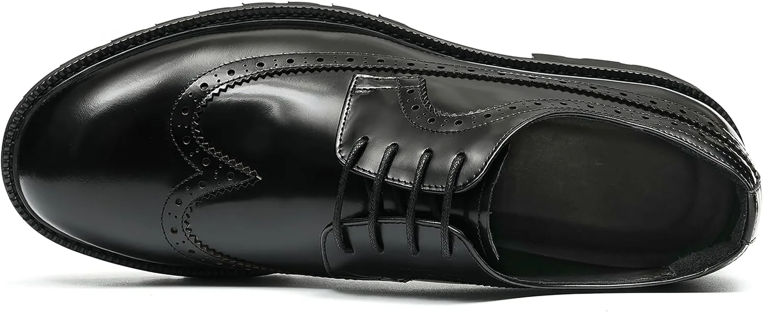 Santimon Mens Oxfords Formal Dress Shoes Genuine Leather Wingtips Brogues Derby Prom Business Casual Wedding Tuxedo Fashion Comfortable Shoes for Men