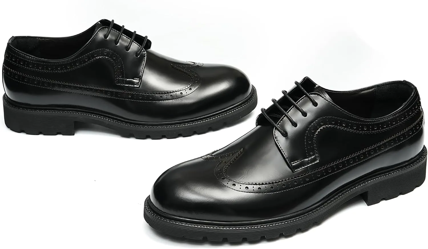 Santimon Mens Oxfords Formal Dress Shoes Genuine Leather Wingtips Brogues Derby Prom Business Casual Wedding Tuxedo Fashion Comfortable Shoes for Men