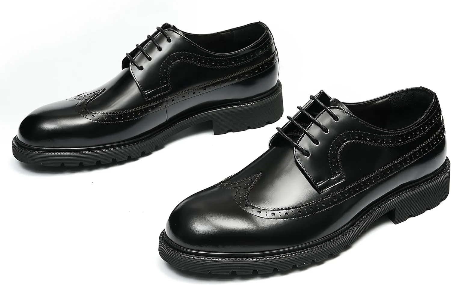 Santimon Mens Oxfords Formal Dress Shoes Genuine Leather Wingtips Brogues Derby Prom Business Casual Wedding Tuxedo Fashion Comfortable Shoes for Men