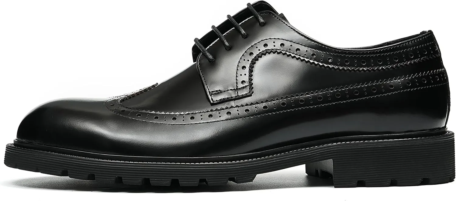 Santimon Mens Oxfords Formal Dress Shoes Genuine Leather Wingtips Brogues Derby Prom Business Casual Wedding Tuxedo Fashion Comfortable Shoes for Men