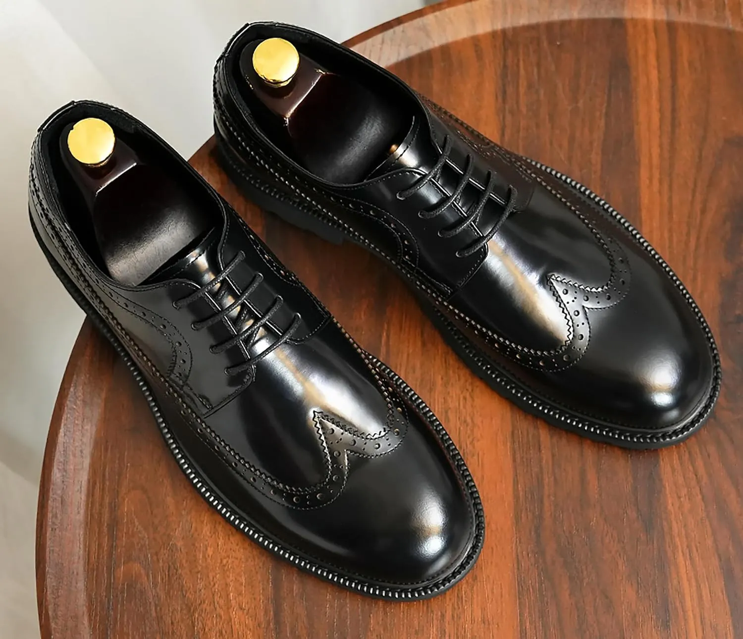 Santimon Mens Oxfords Formal Dress Shoes Genuine Leather Wingtips Brogues Derby Prom Business Casual Wedding Tuxedo Fashion Comfortable Shoes for Men